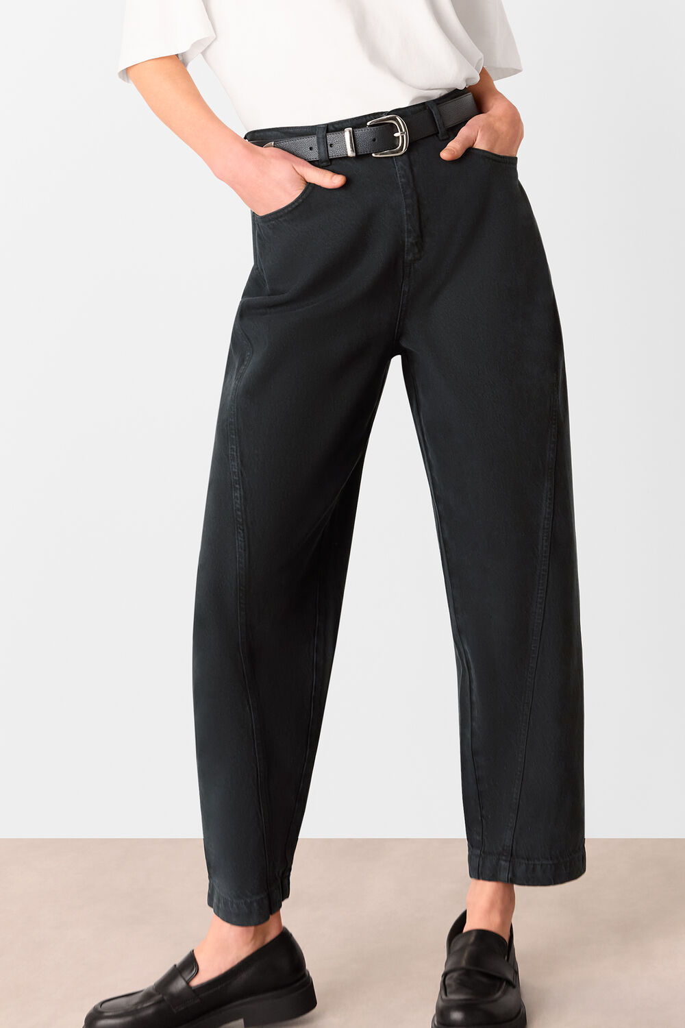 Washed Black Lola Cotton Blend Pants&nbsp;