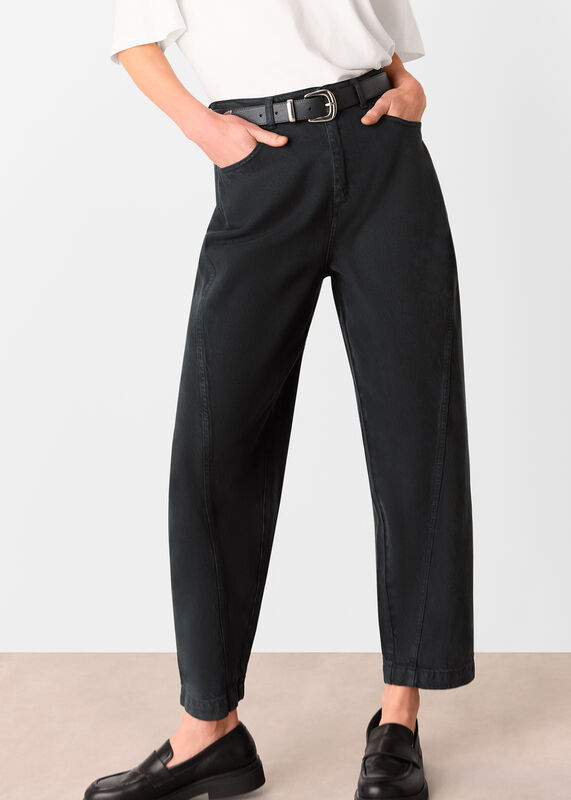 Washed Black Lola Cotton Blend Pants 