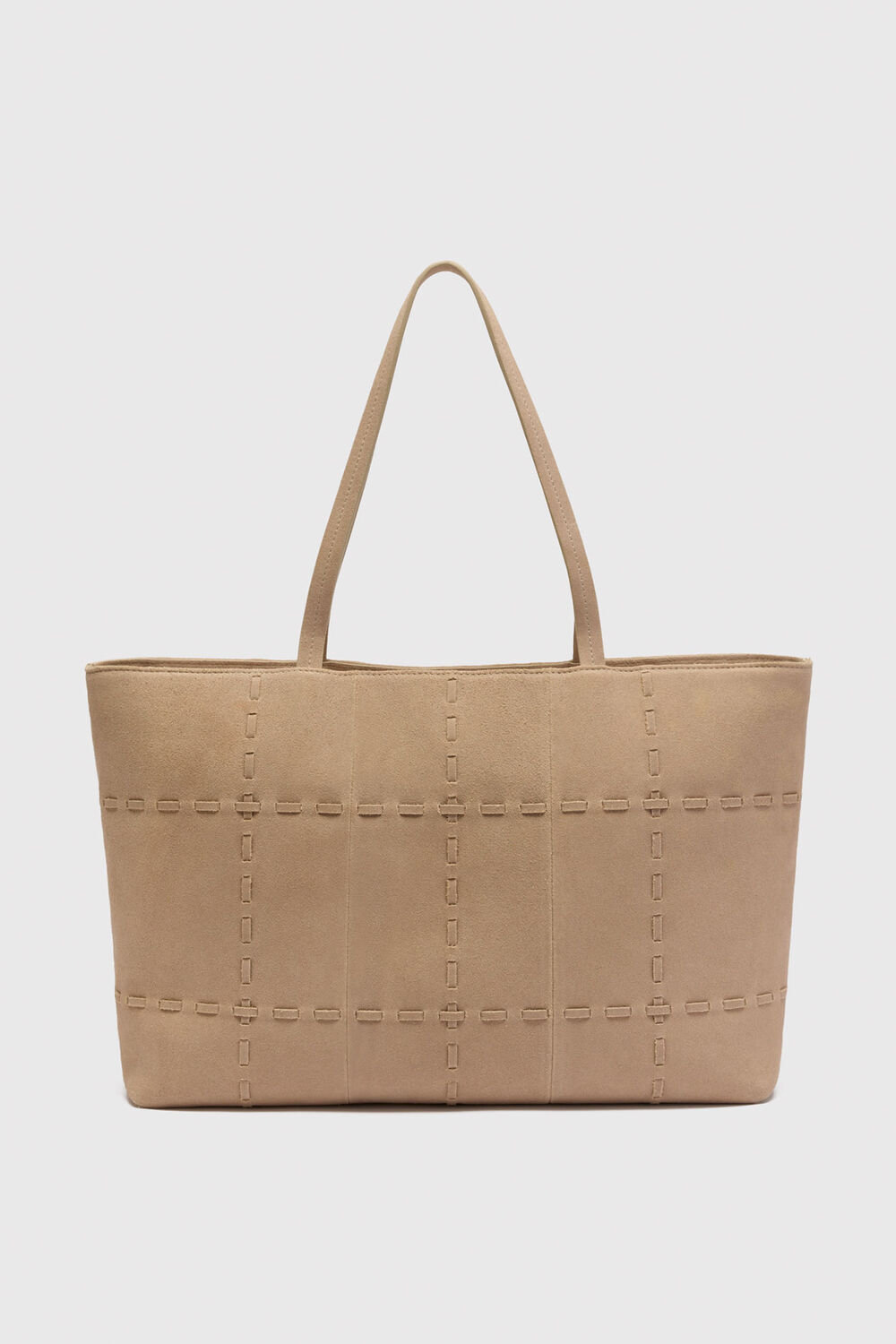 Suede Whipstitch Tote Bag