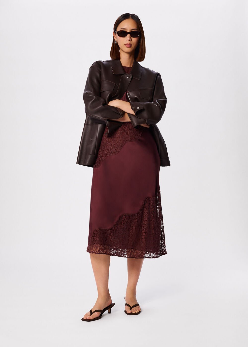 Lace Insert Midi Dress