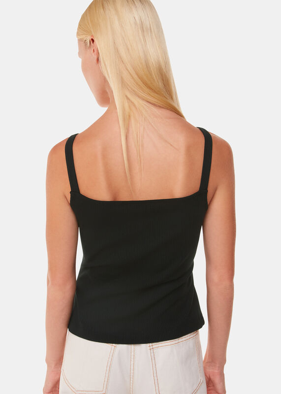 Black Strappy Button Through Vest