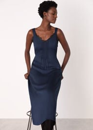 Crepe Lace Trim Cami Dress