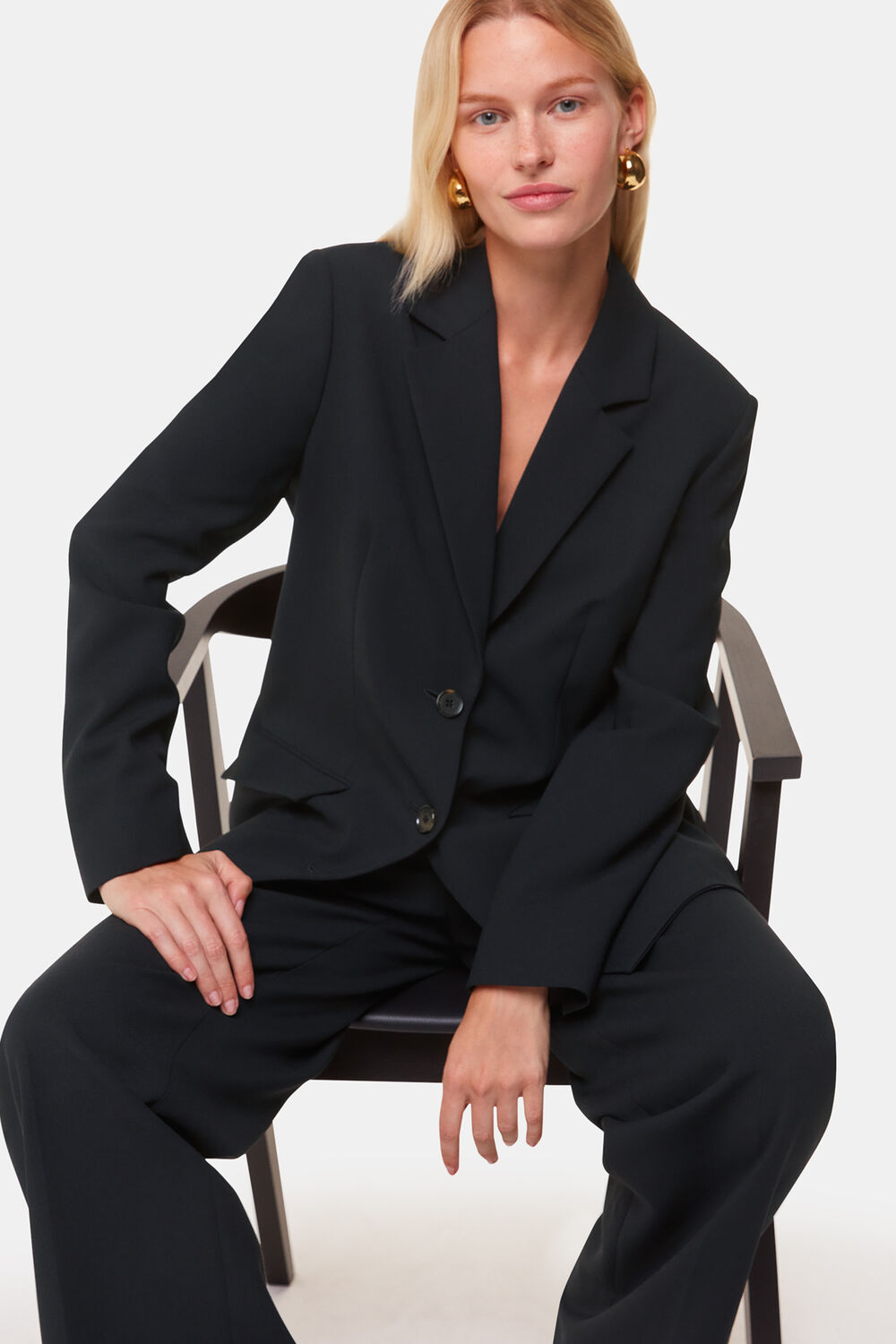Black Amelie Wool Blend Blazer