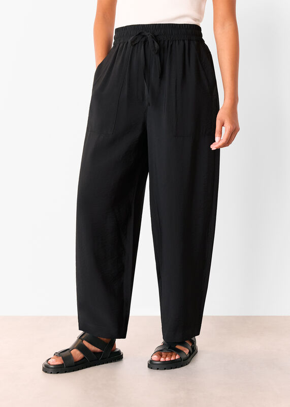 Black Petite Tie Waist Trouser