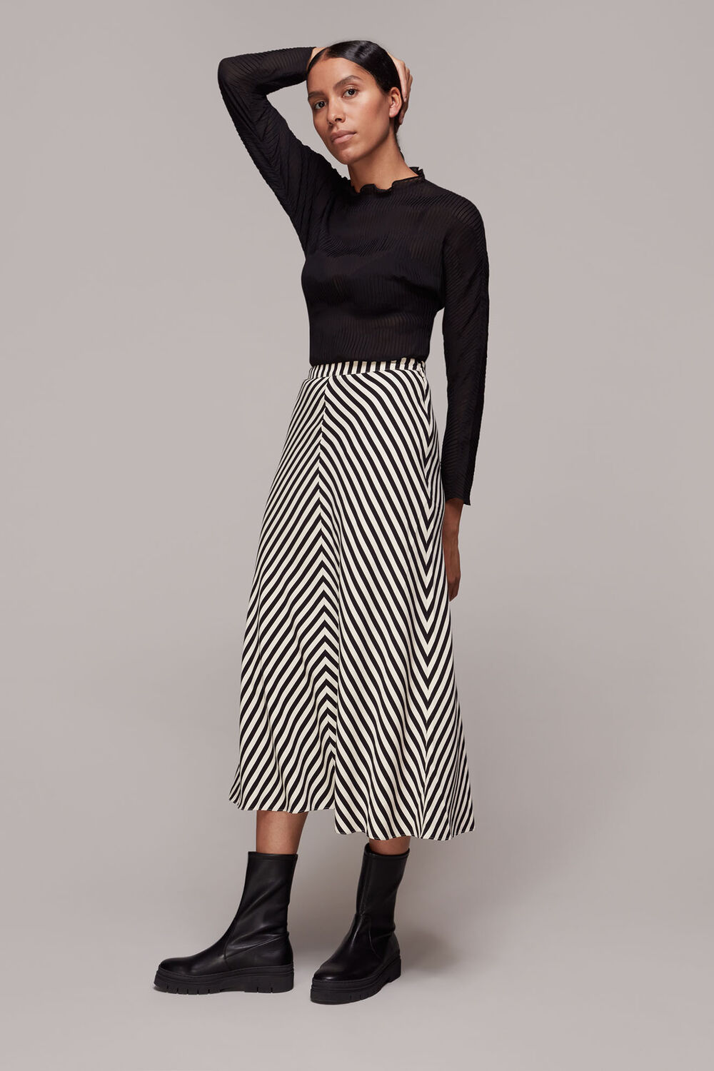 Multicolour Diagonal Stripe Skirt
