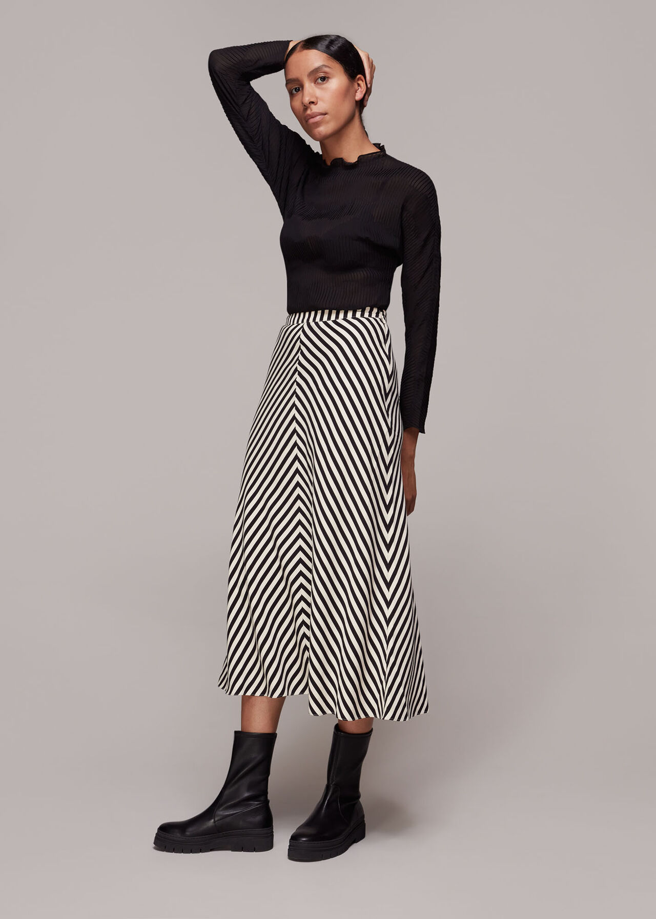 Multicolour Diagonal Stripe Skirt | WHISTLES | Whistles UK