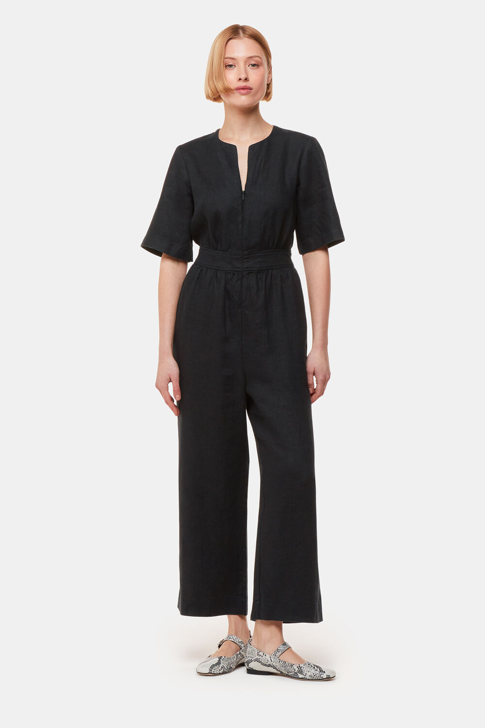 Black Cosima Linen Jumpsuit