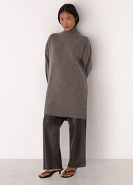 Petite Funnel Neck Wool Mini Dress