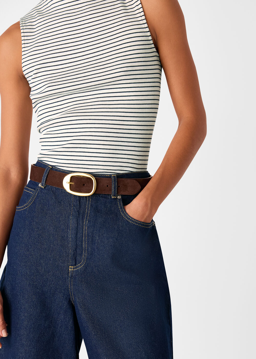 Stripe High Neck Rib Tee