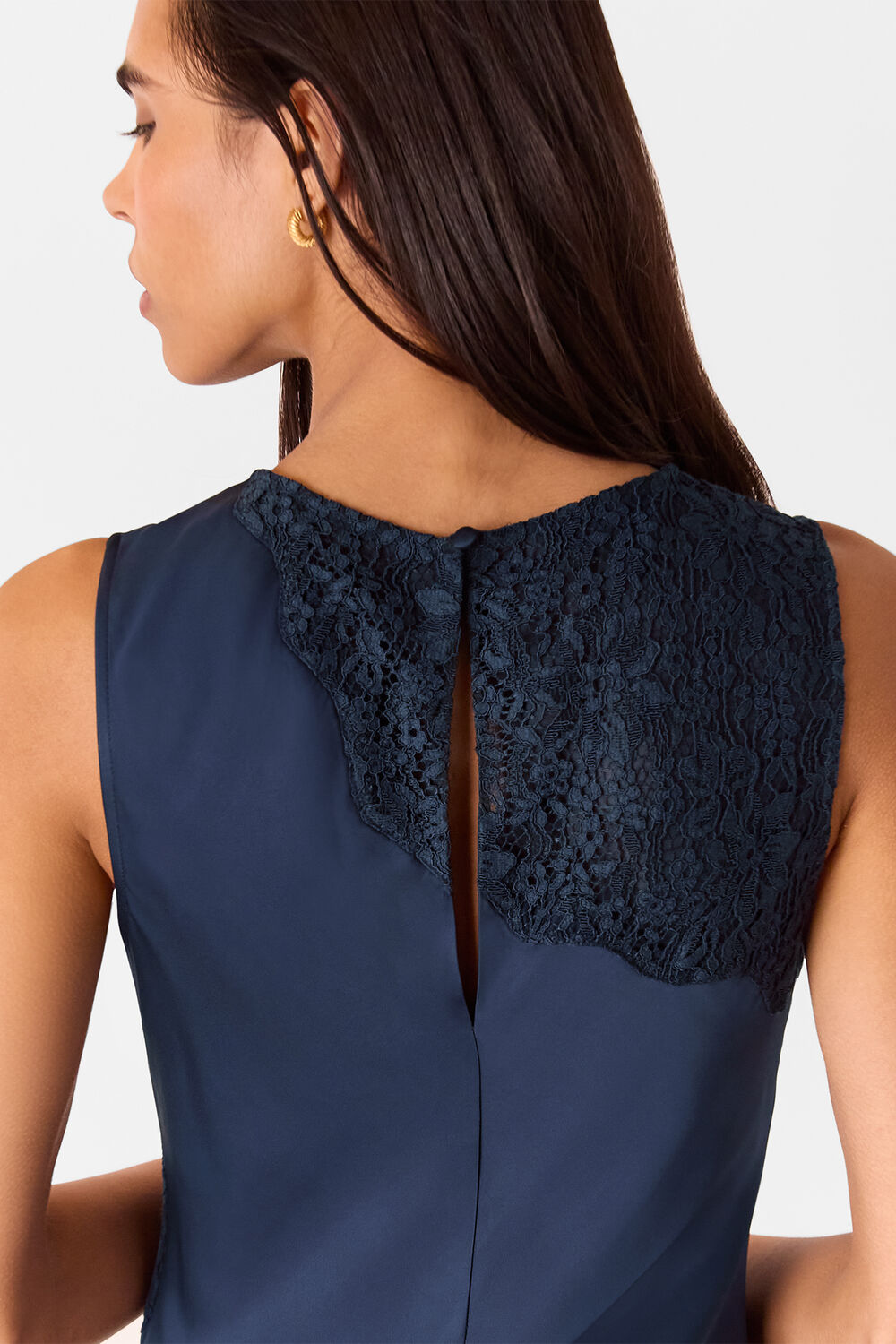 Lace Insert Midi Dress