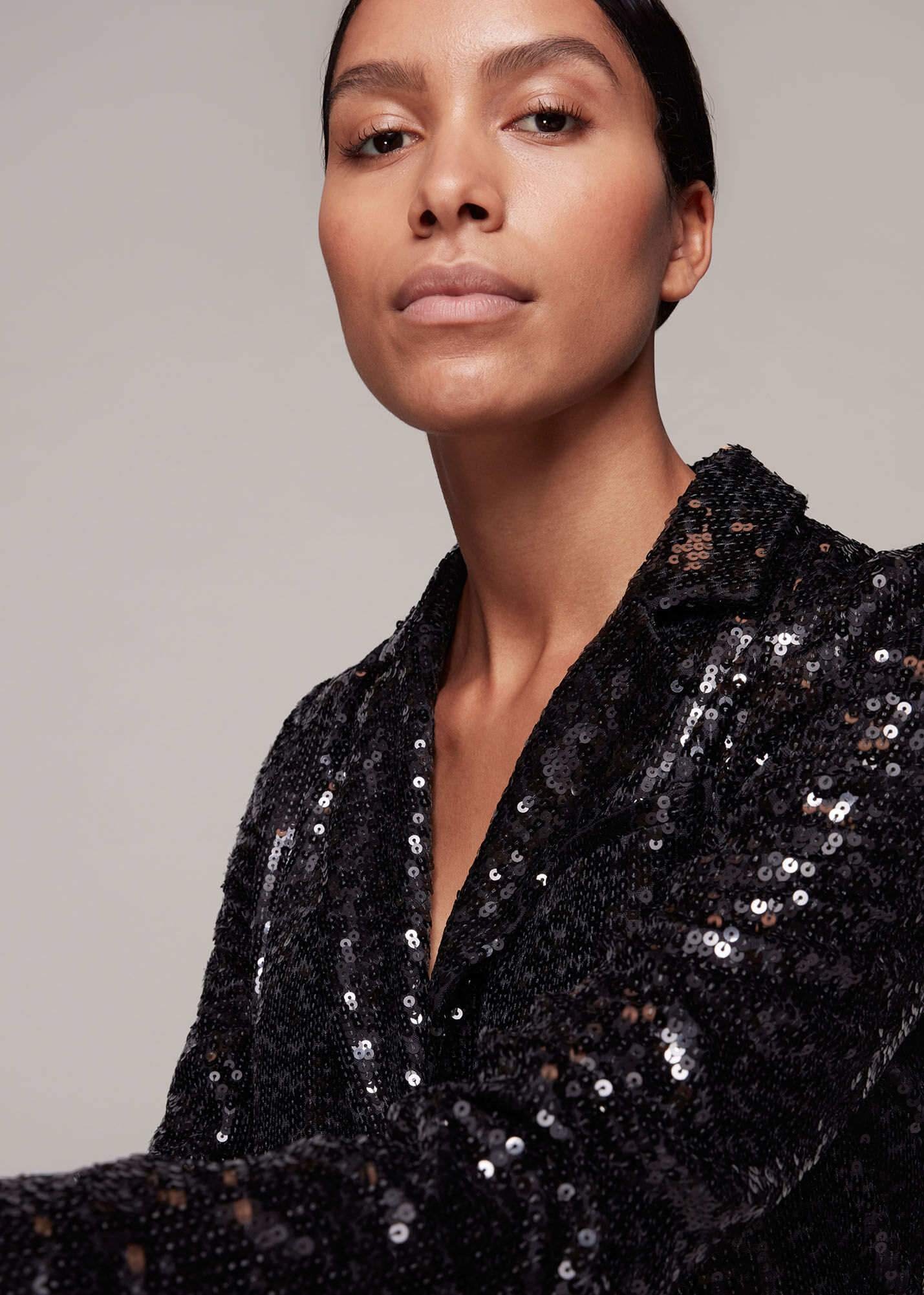 Double breasted sequin blazer hot sale
