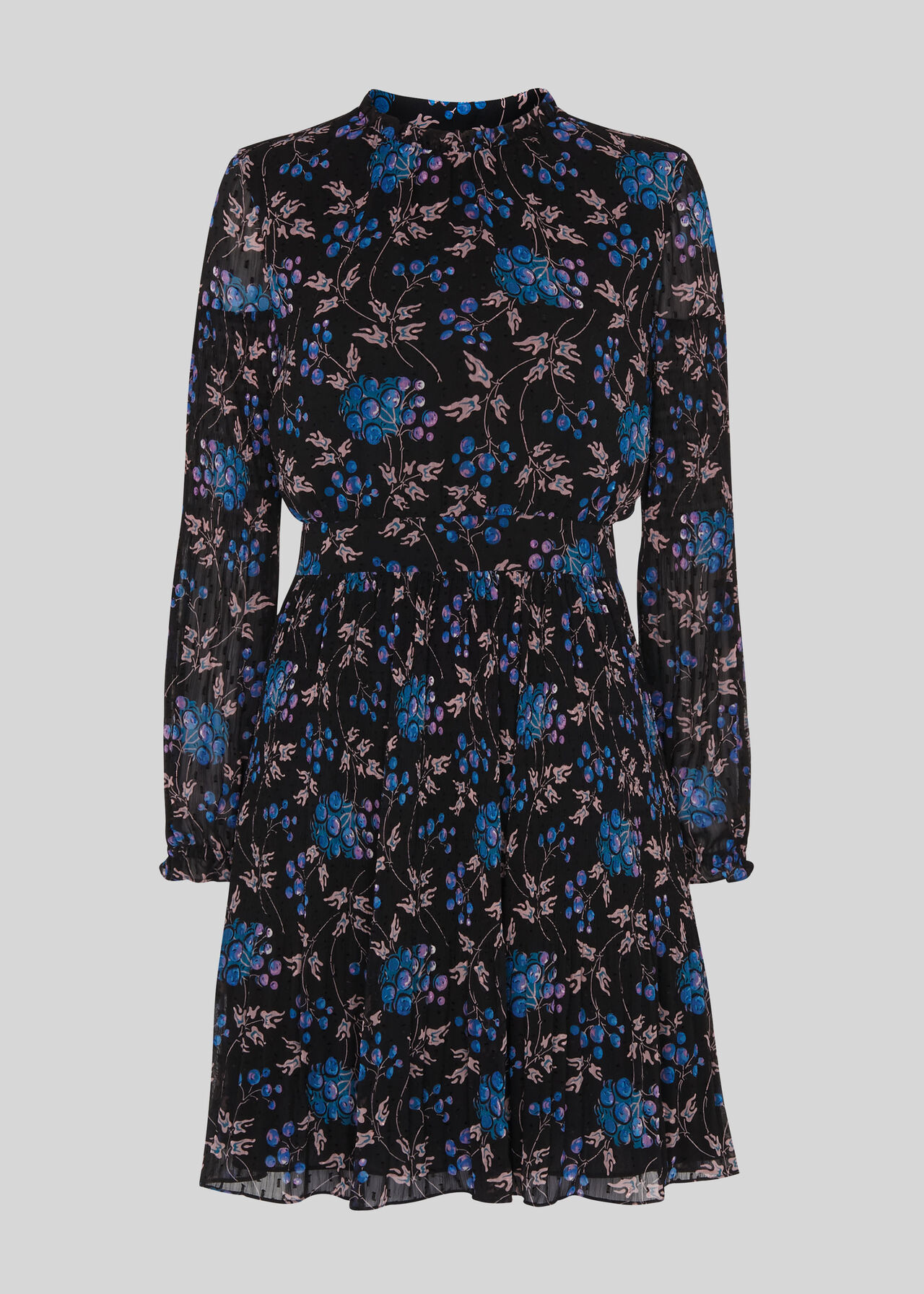 Black/Multi Elderberry Print Dobby Dress | WHISTLES
