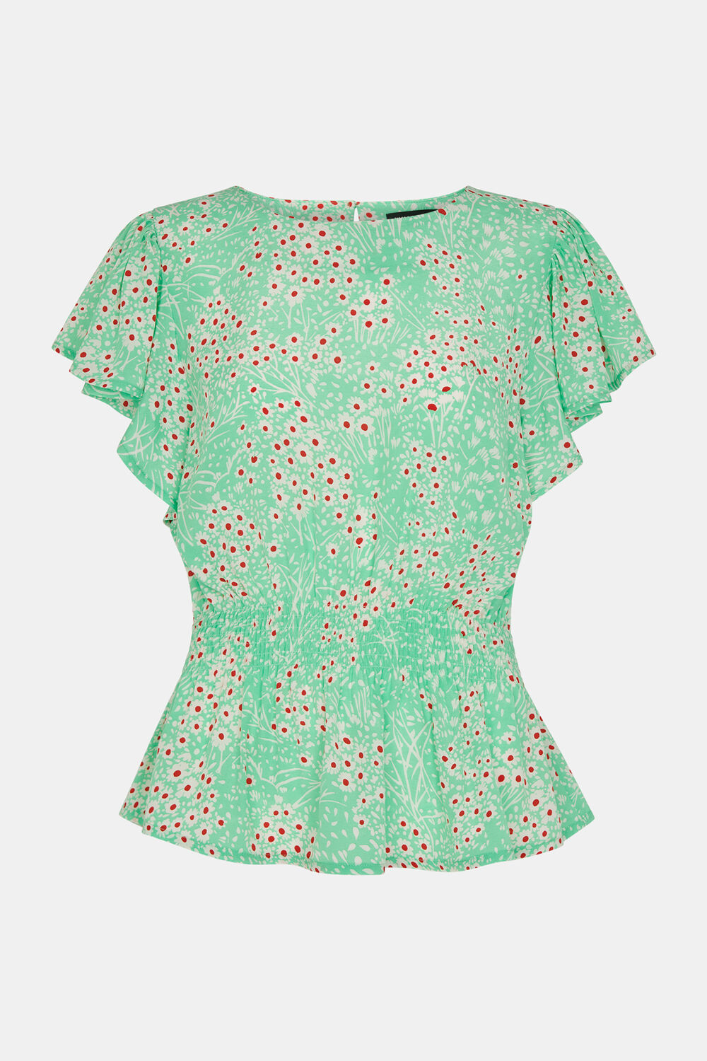 Green Daisy Meadow Frill Sleeve Top