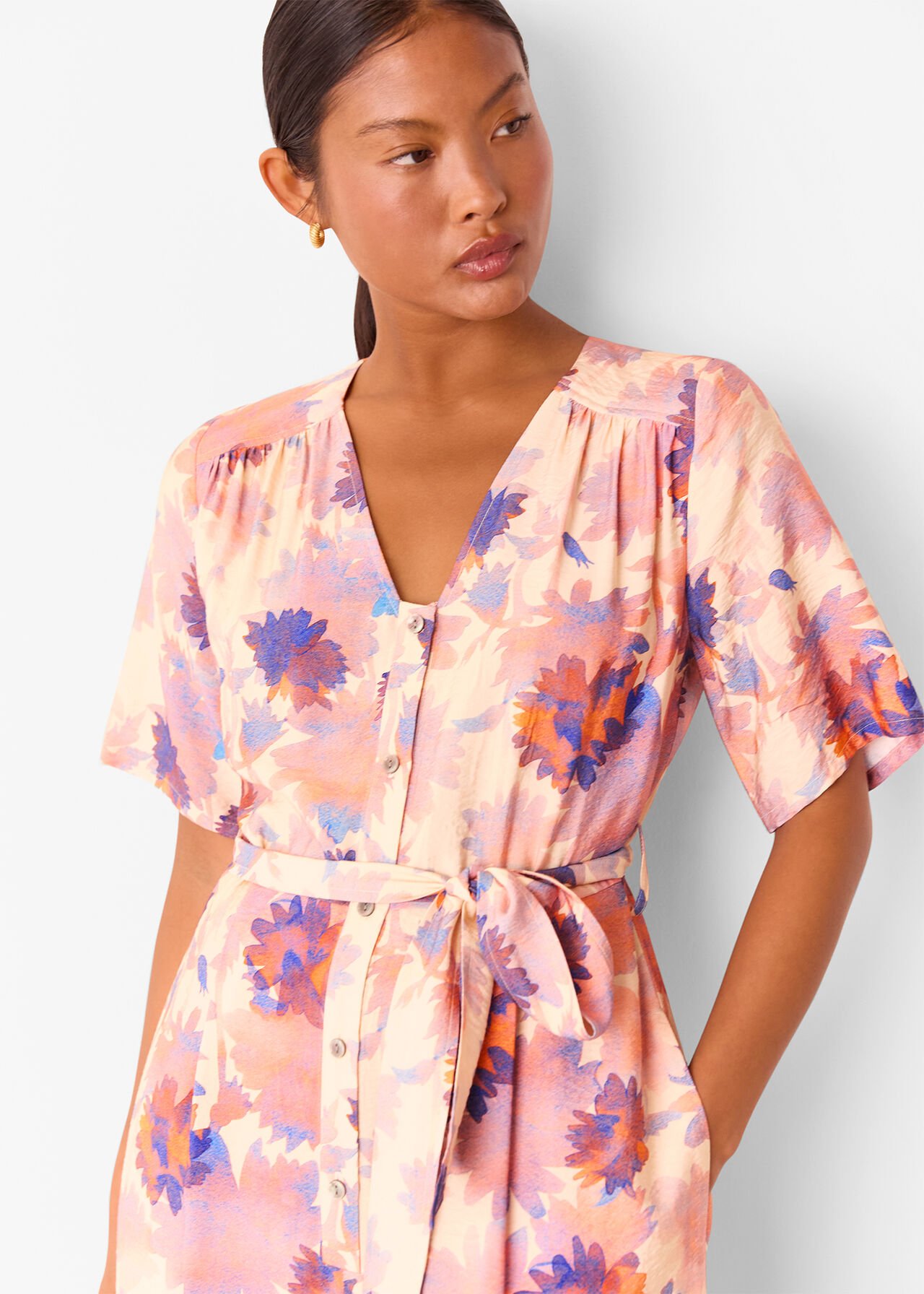 Petite Floral Button Front Jumpsuit