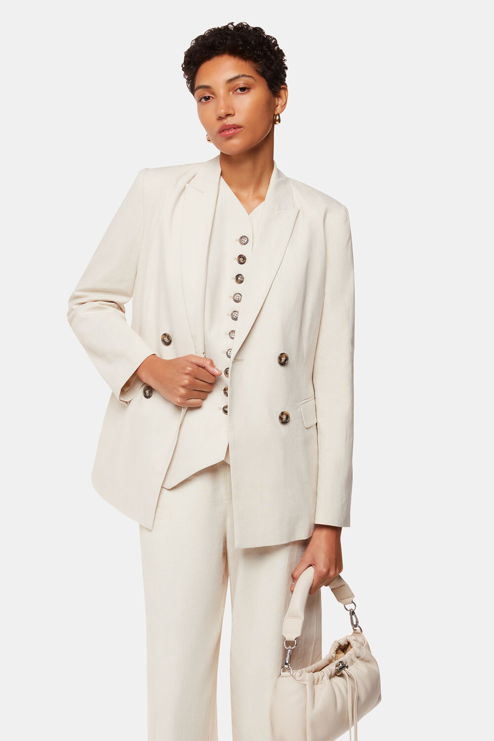 Oatmeal Lindsey Linen Blend Blazer