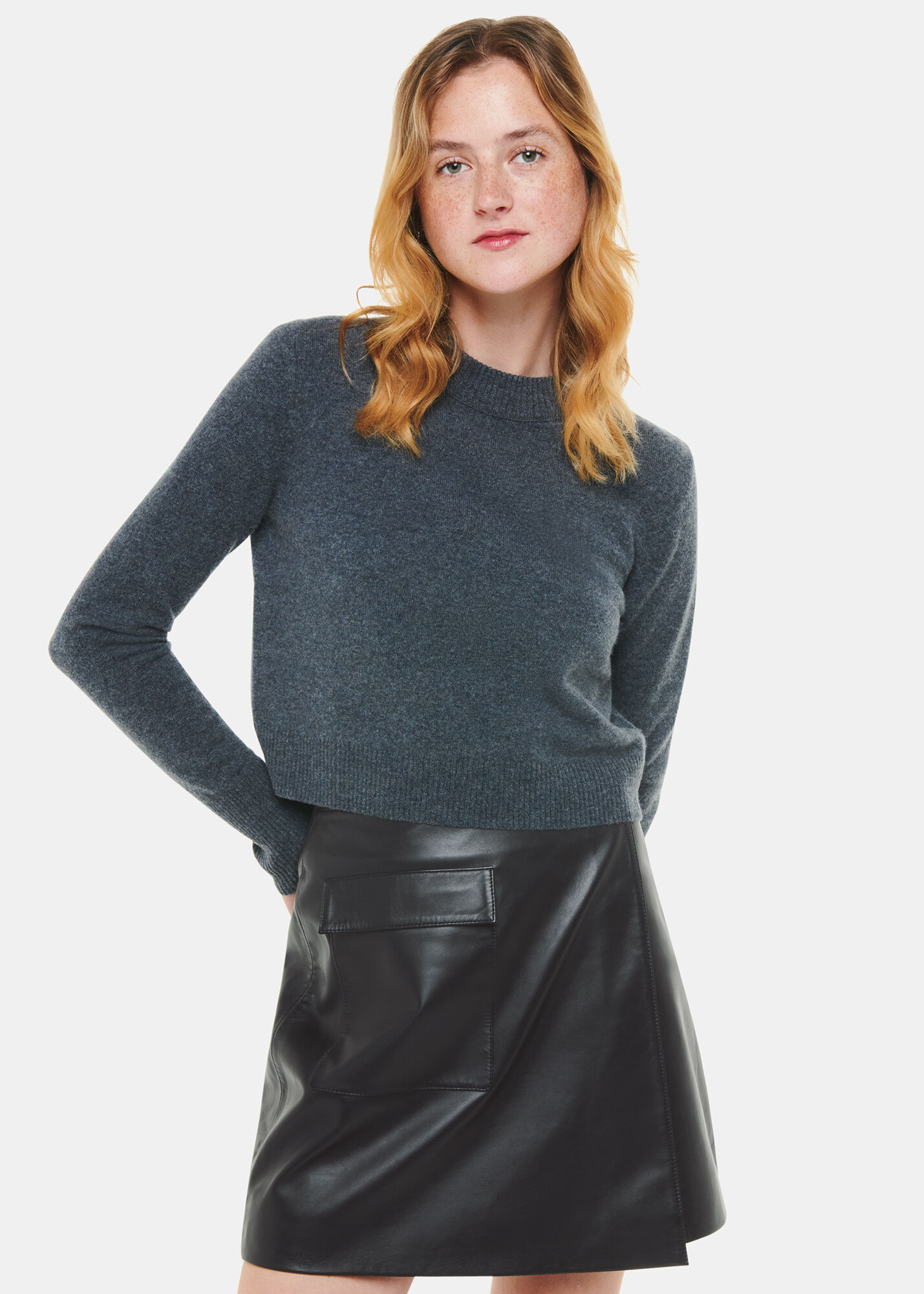 Black Wrap Leather Mini Skirt | WHISTLES |