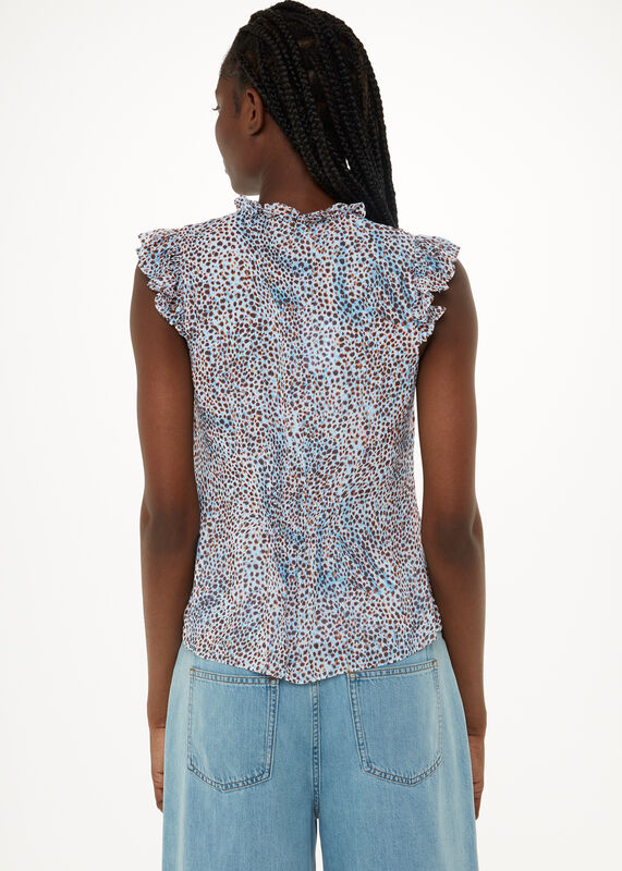 Multicolour Ink Spot Frill Blouse