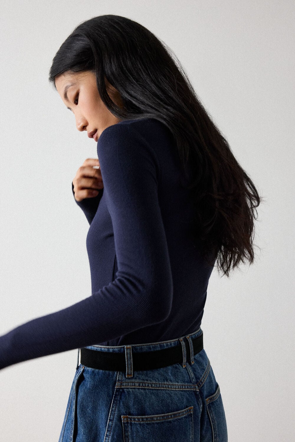 Navy Essential Ribbed Crew