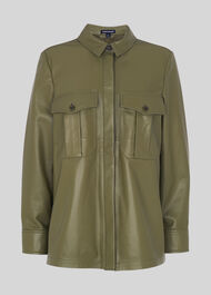 Leather Utility Shirt Khaki