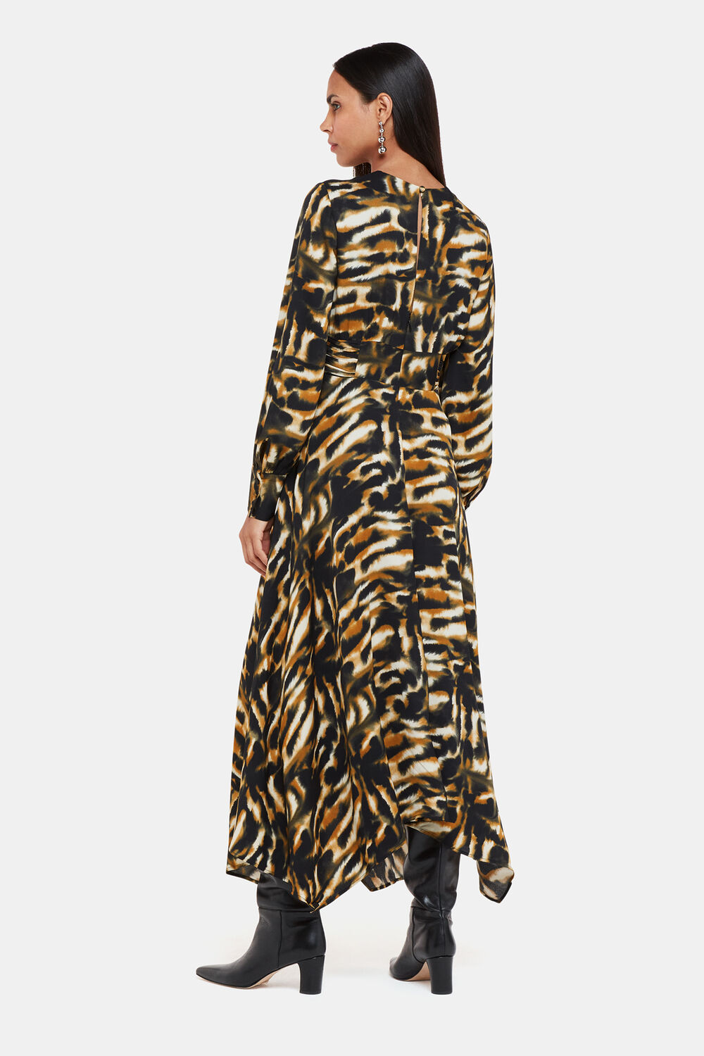 Smoke Print Gathered Dress