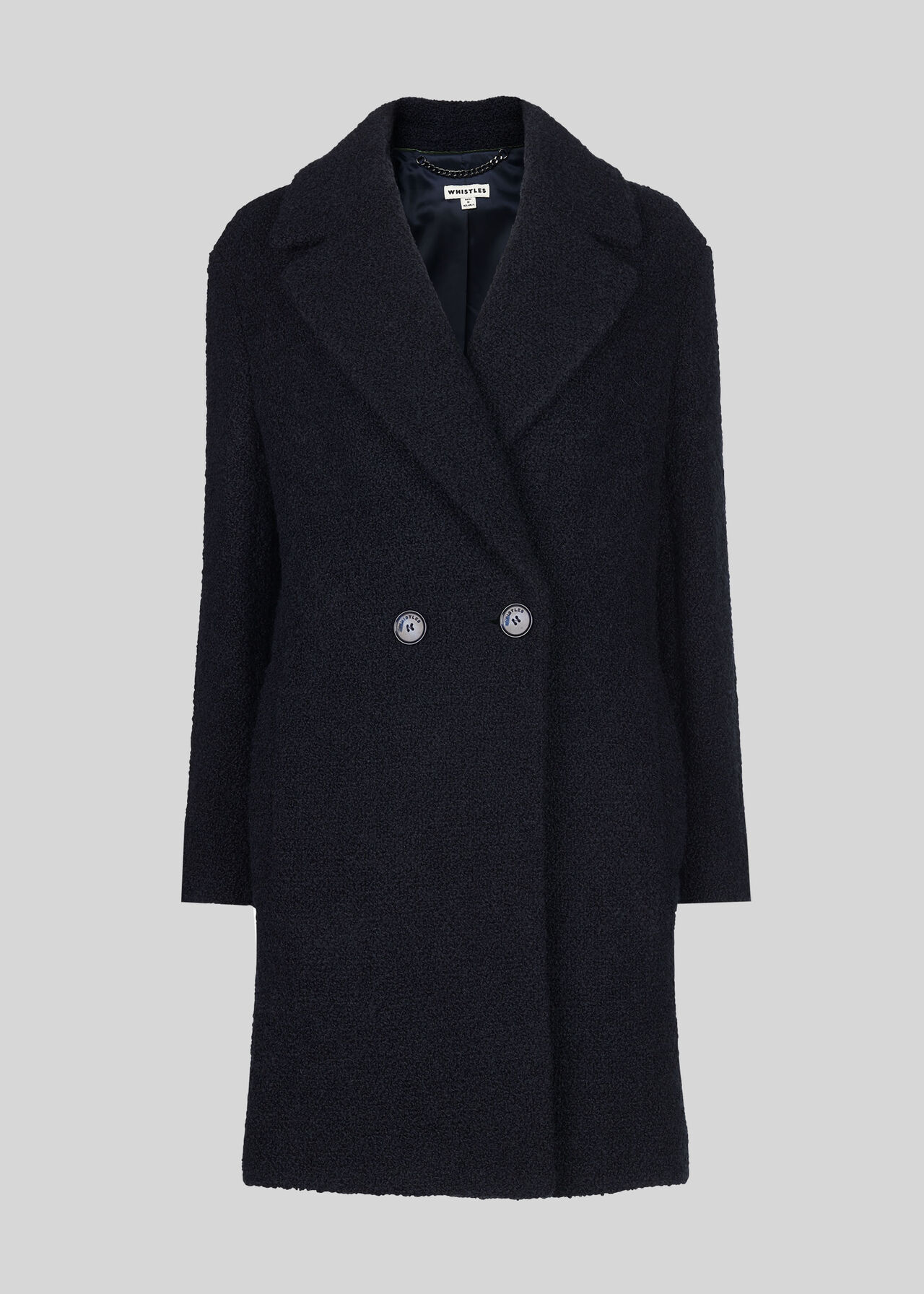 Boucle Double Breasted Coat Navy
