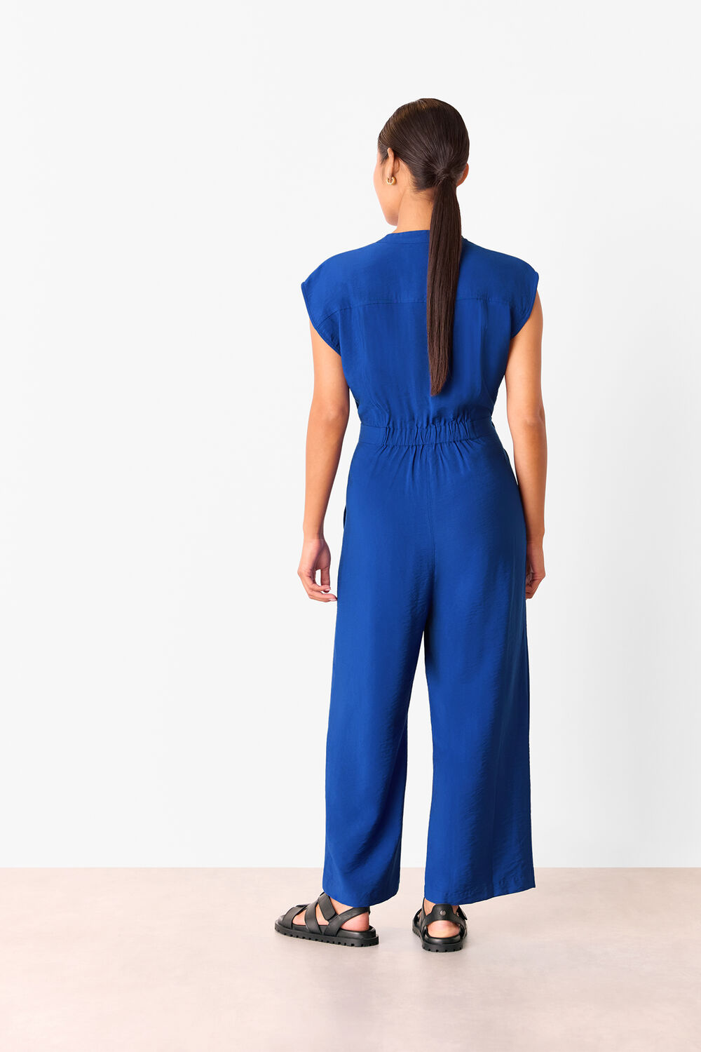 Petite Sleeveless Drawstring Jumpsuit