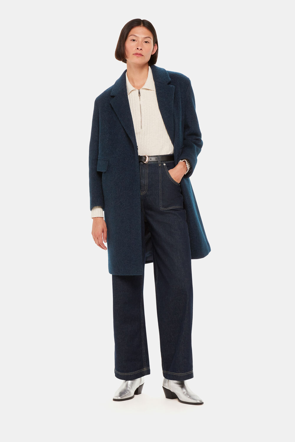 Teal Fran Boucle Coat