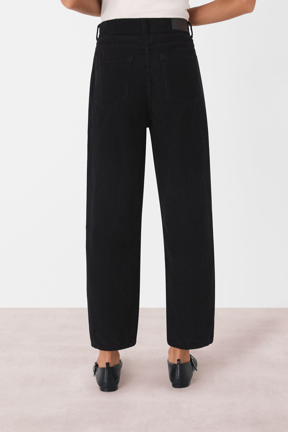High Waist Cord Barrel Jean