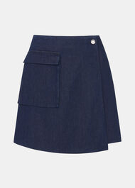 Indigo Denim Wrap Mini Skirt
