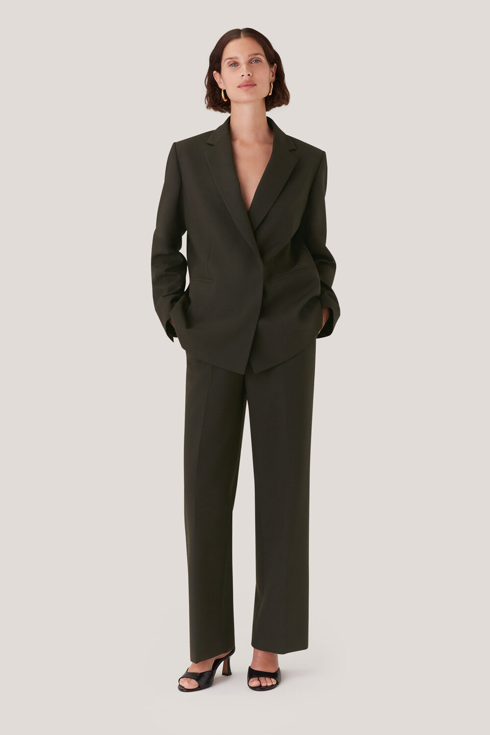 Dark Green Natalie Wool Blend Blazer