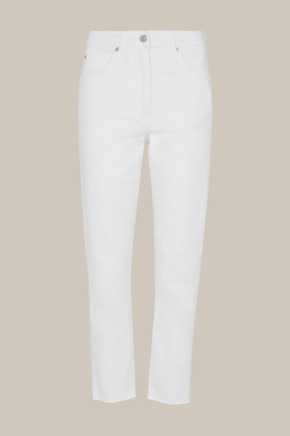 White Stretch Slim Frayed Jean