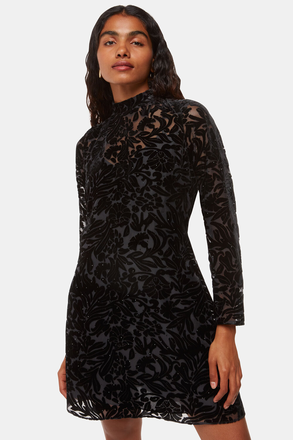 Petite Hot Fix Floral Velvet Dress