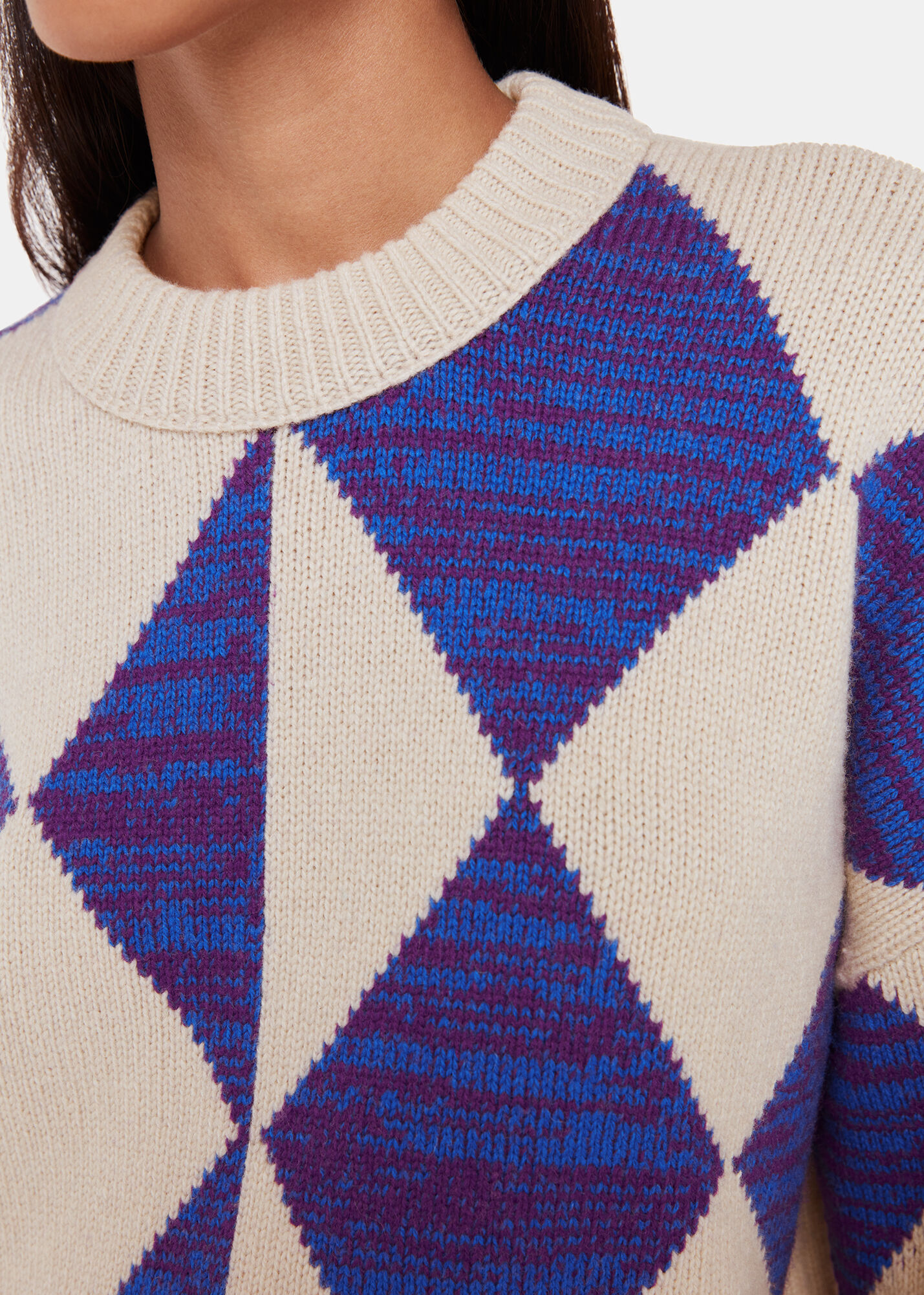Women's Blue/Multi Diamond Sweater | Whistles US |