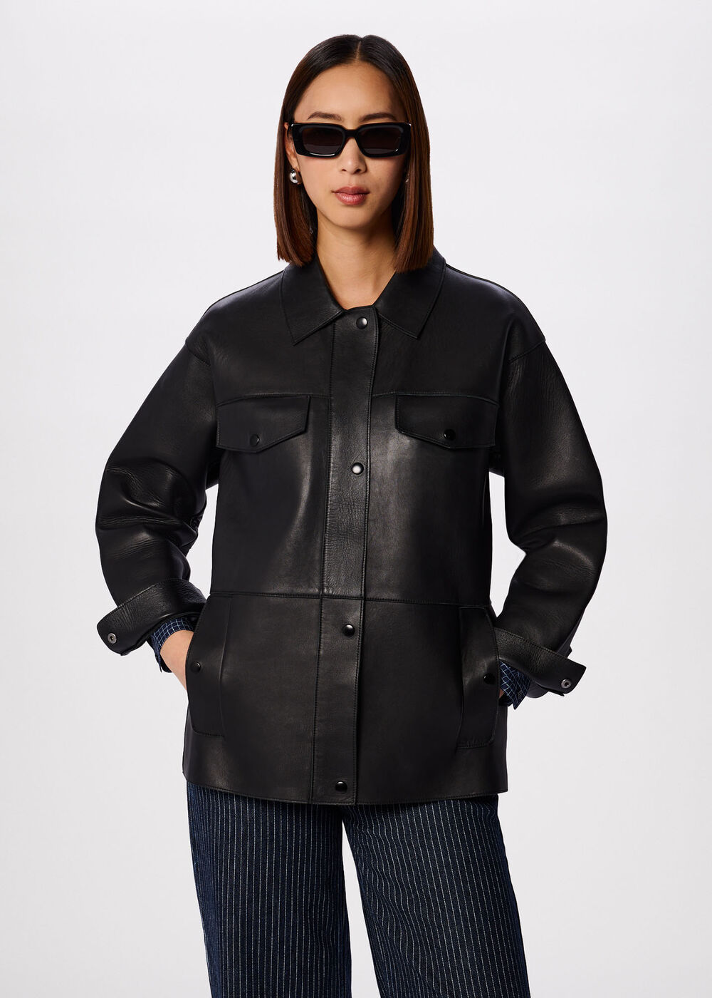 Petite Clean Bonded Leather Jacket
