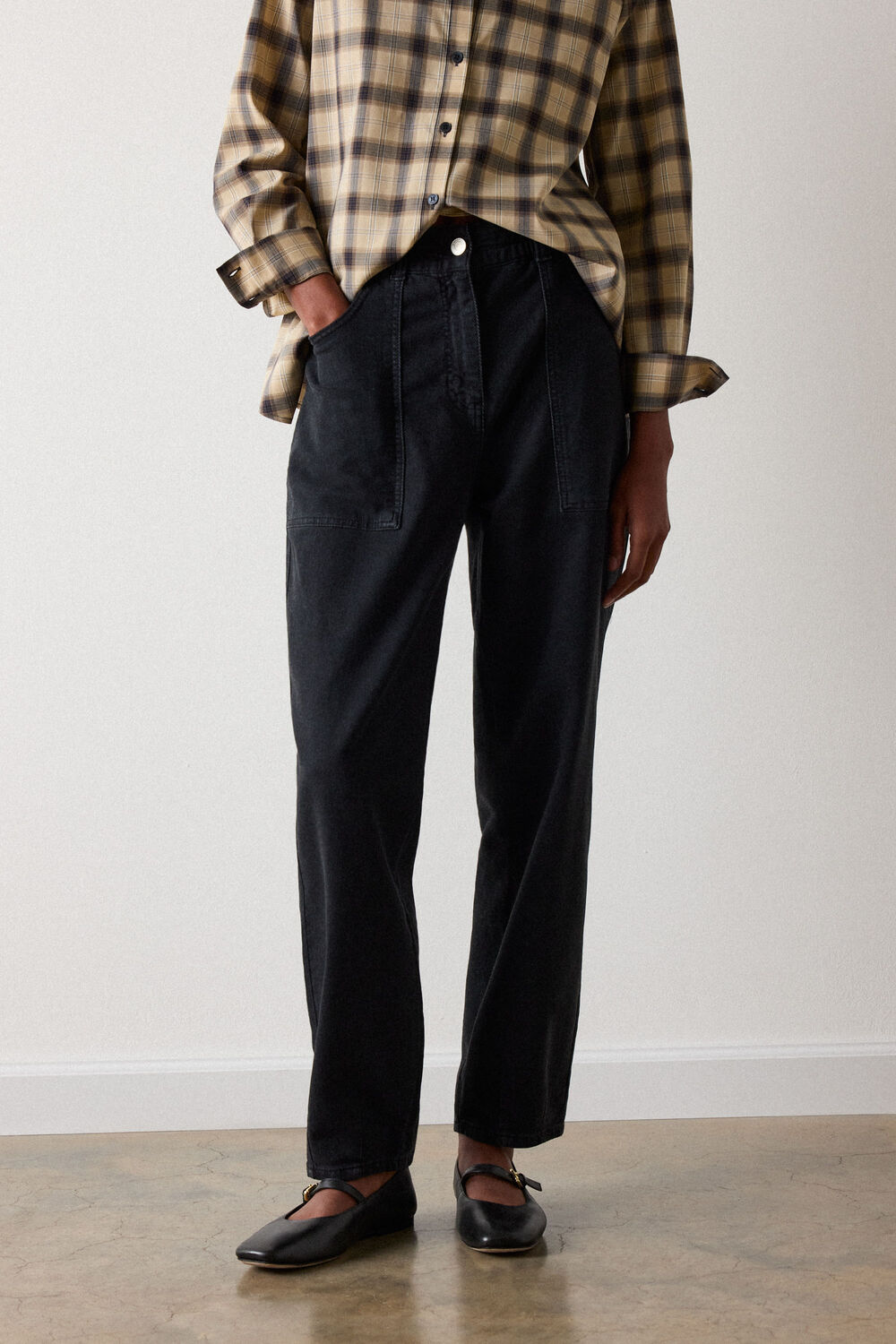 Black Full Length Cotton Trouser