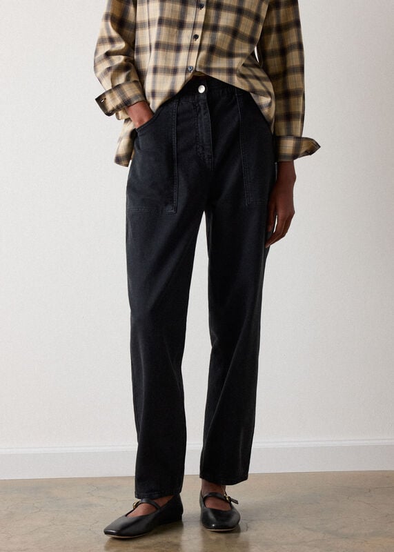 Black Full Length Cotton Trouser