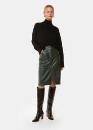 Delia Croc Leather Skirt