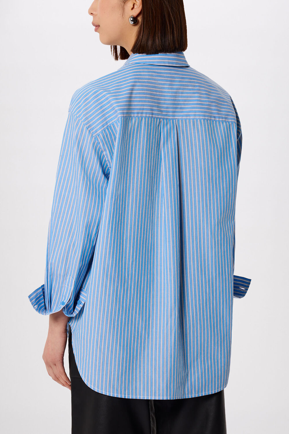 Blue Oversized Fit Stripe Shirt