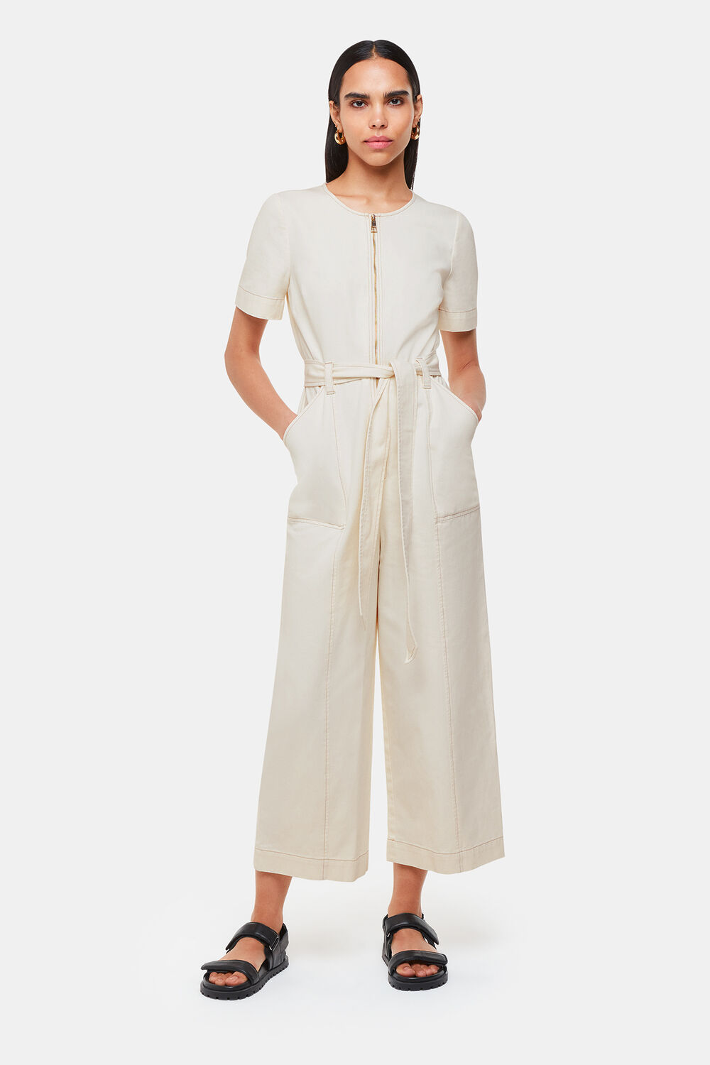 Short Sleeve Denim Jumpsuit