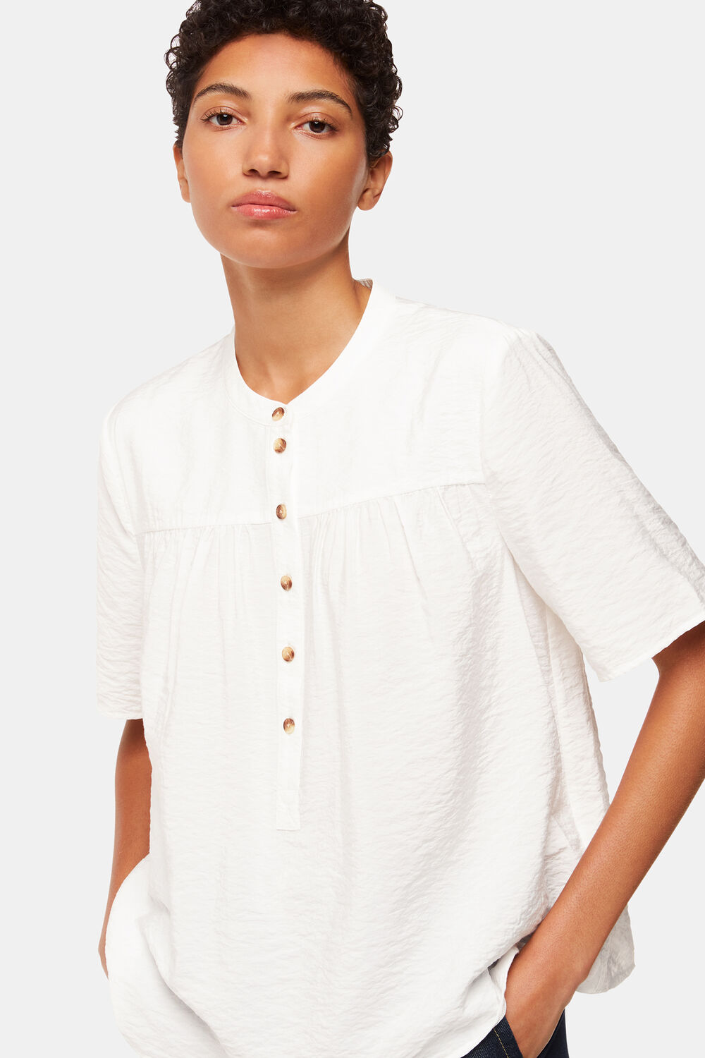 White Freda Short Sleeve Top