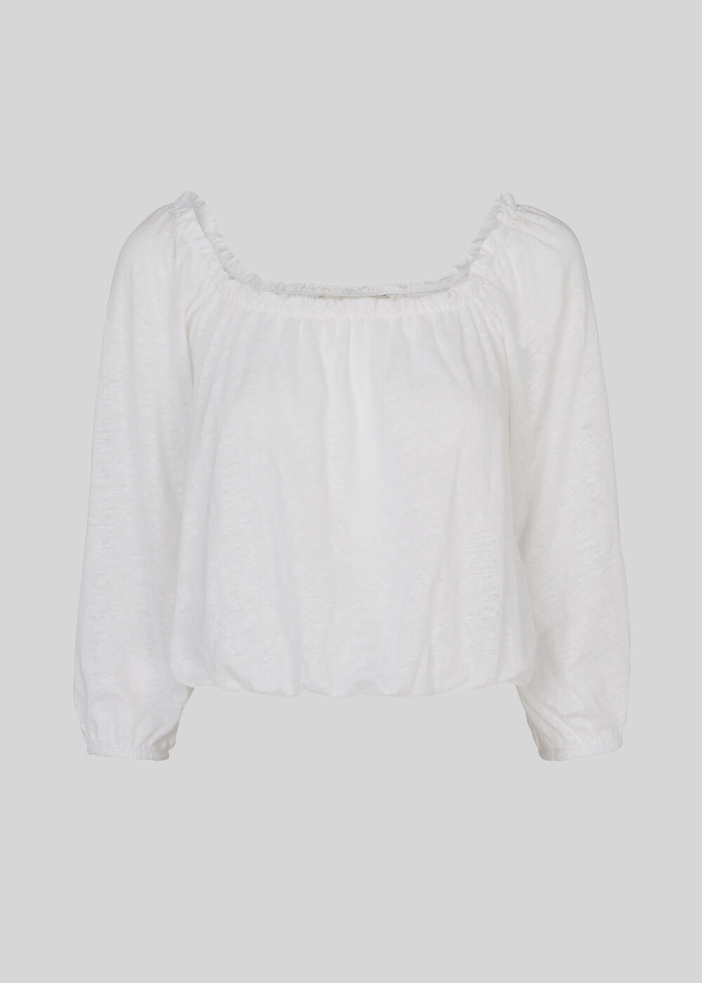 Linen Square Neck Top White