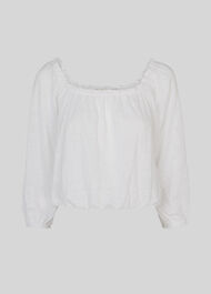 Linen Square Neck Top White