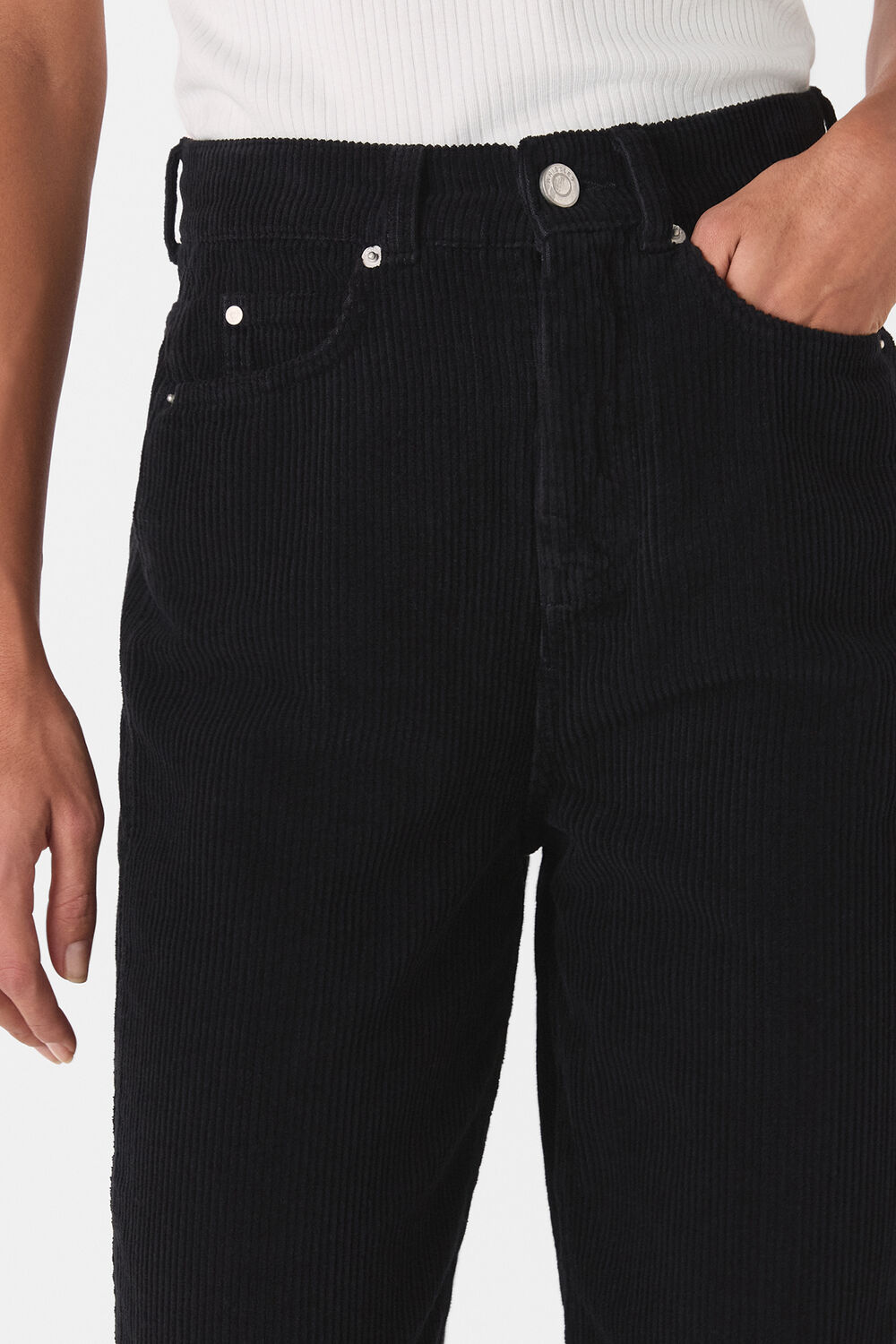 High Waist Cord Barrel Jean