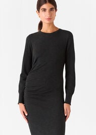 Gathered Side Midi Knit Dress
