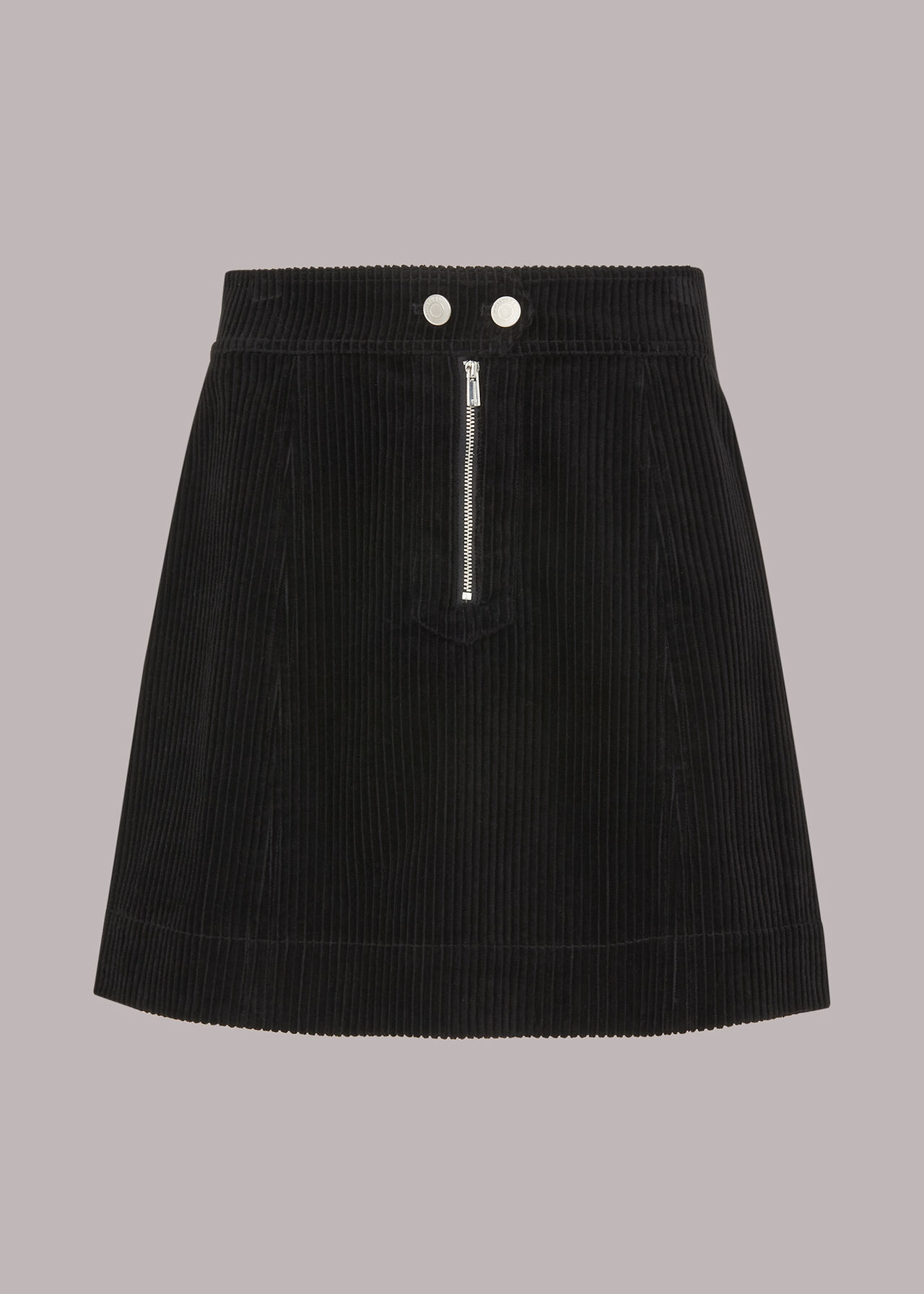 Zip Front Cord Mini Skirt