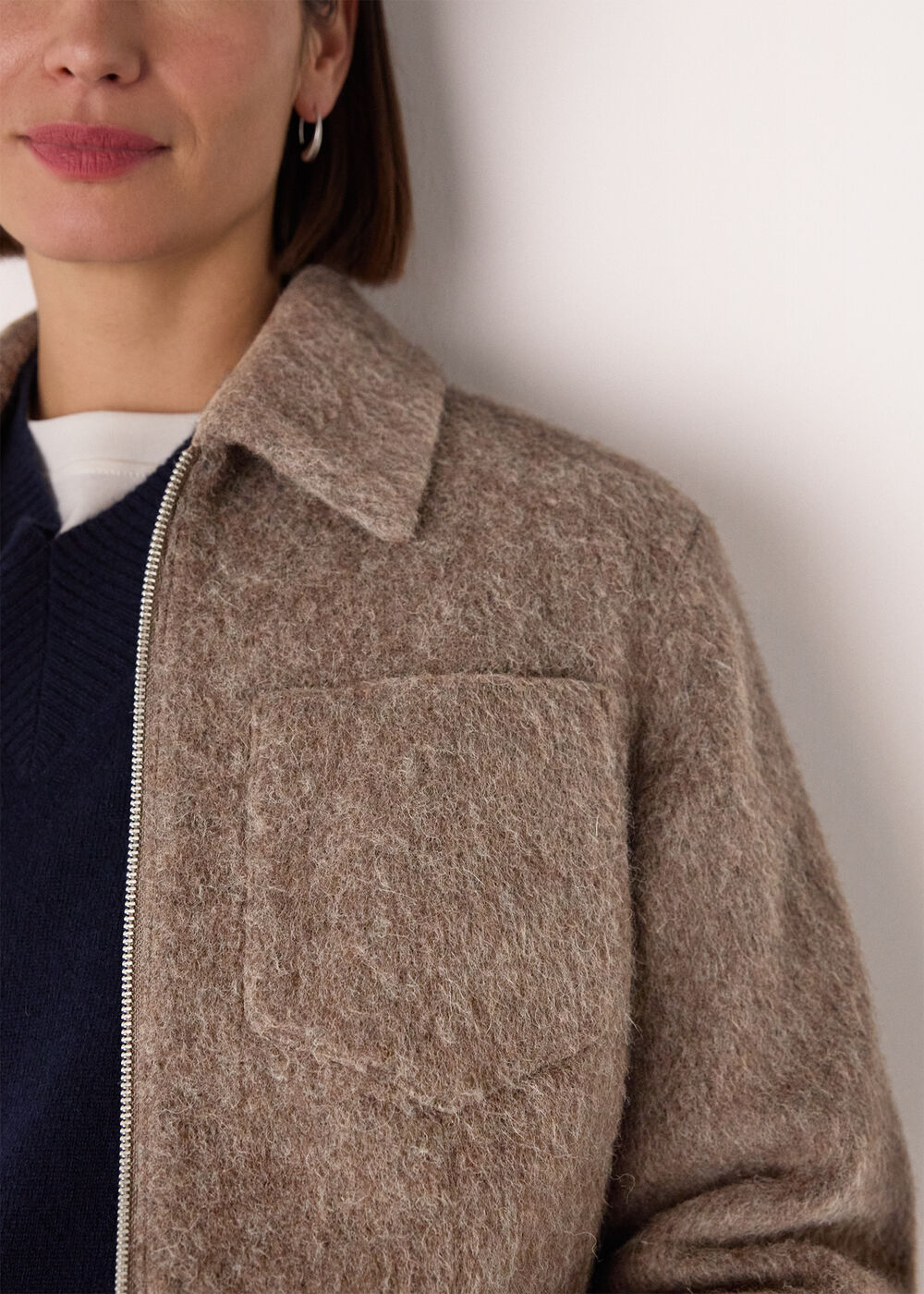 Zip Through Wool Blend Jacket