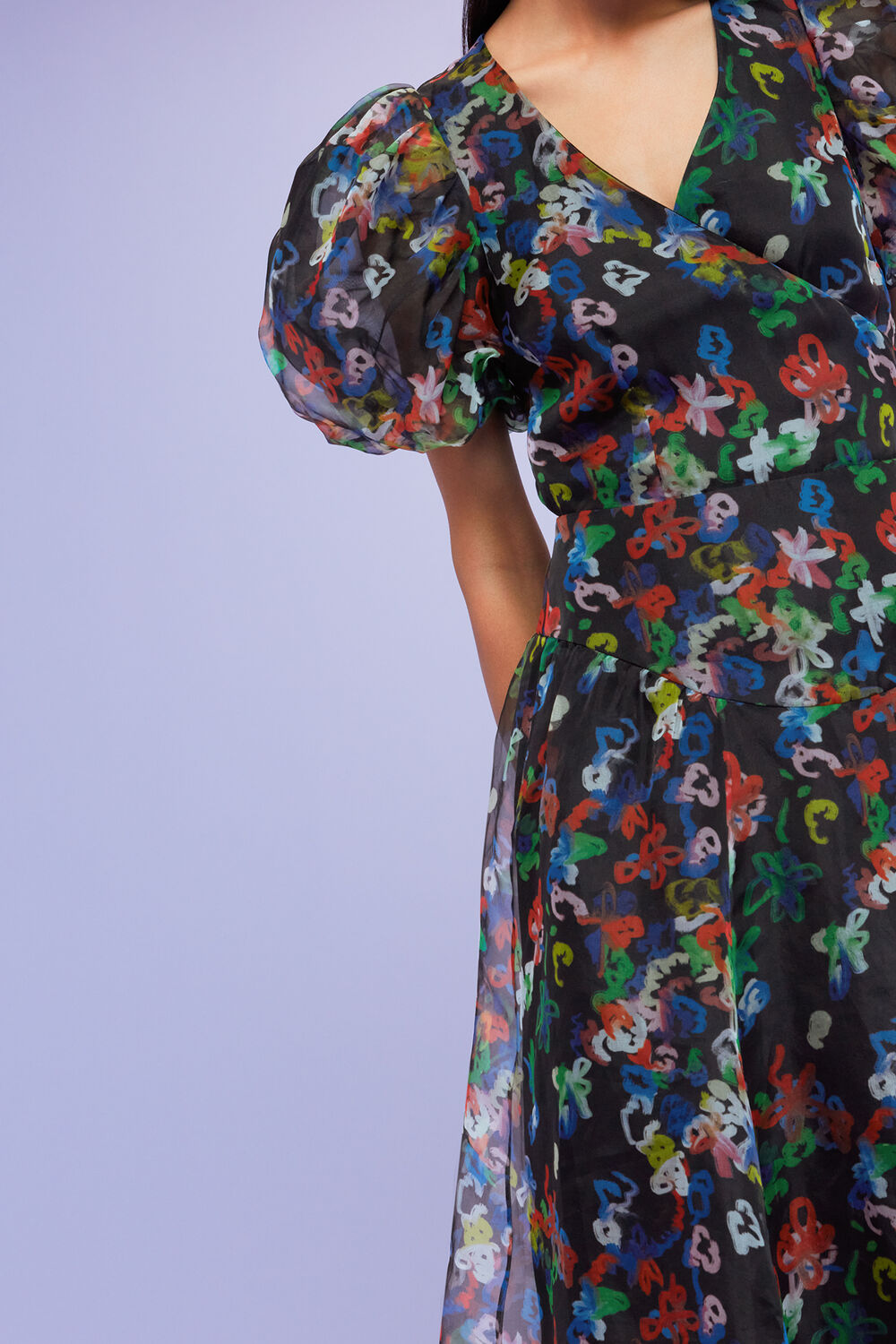 Scribble Organza Silk Dress