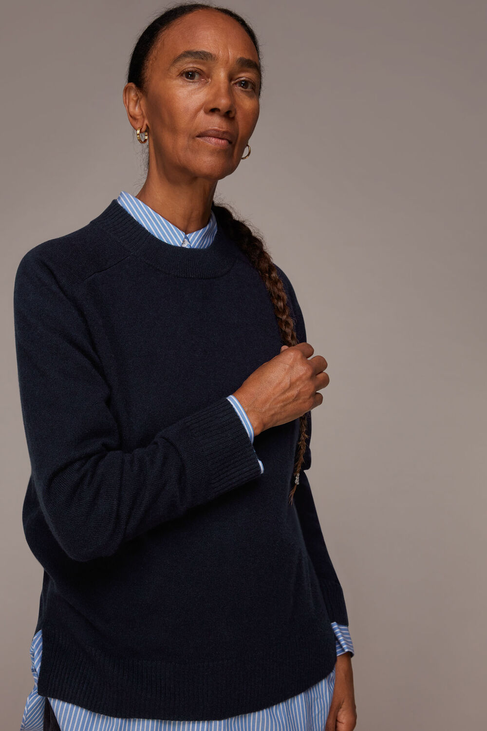 Navy Cashmere Crew Neck Sweater