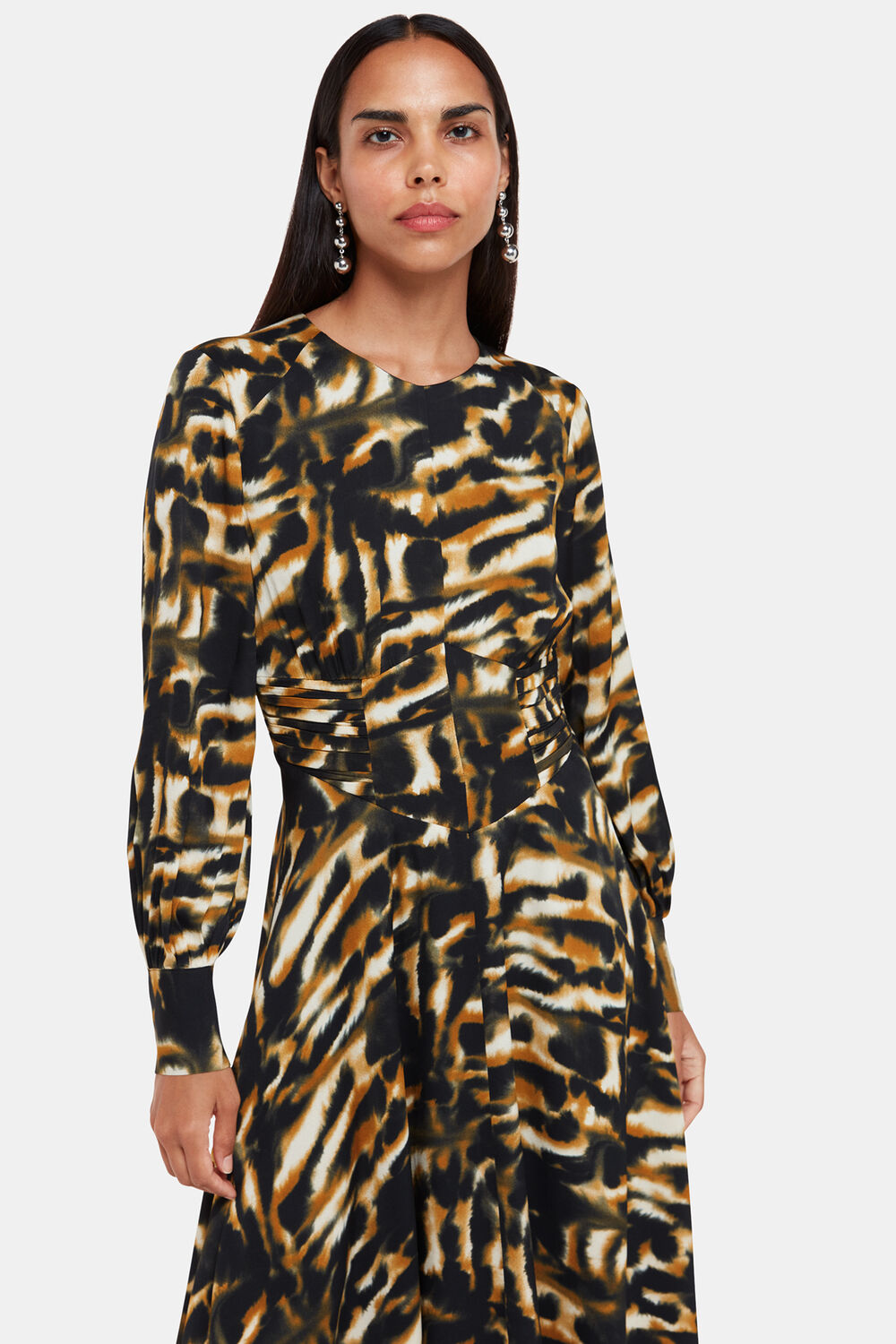 Smoke Print Gathered Dress