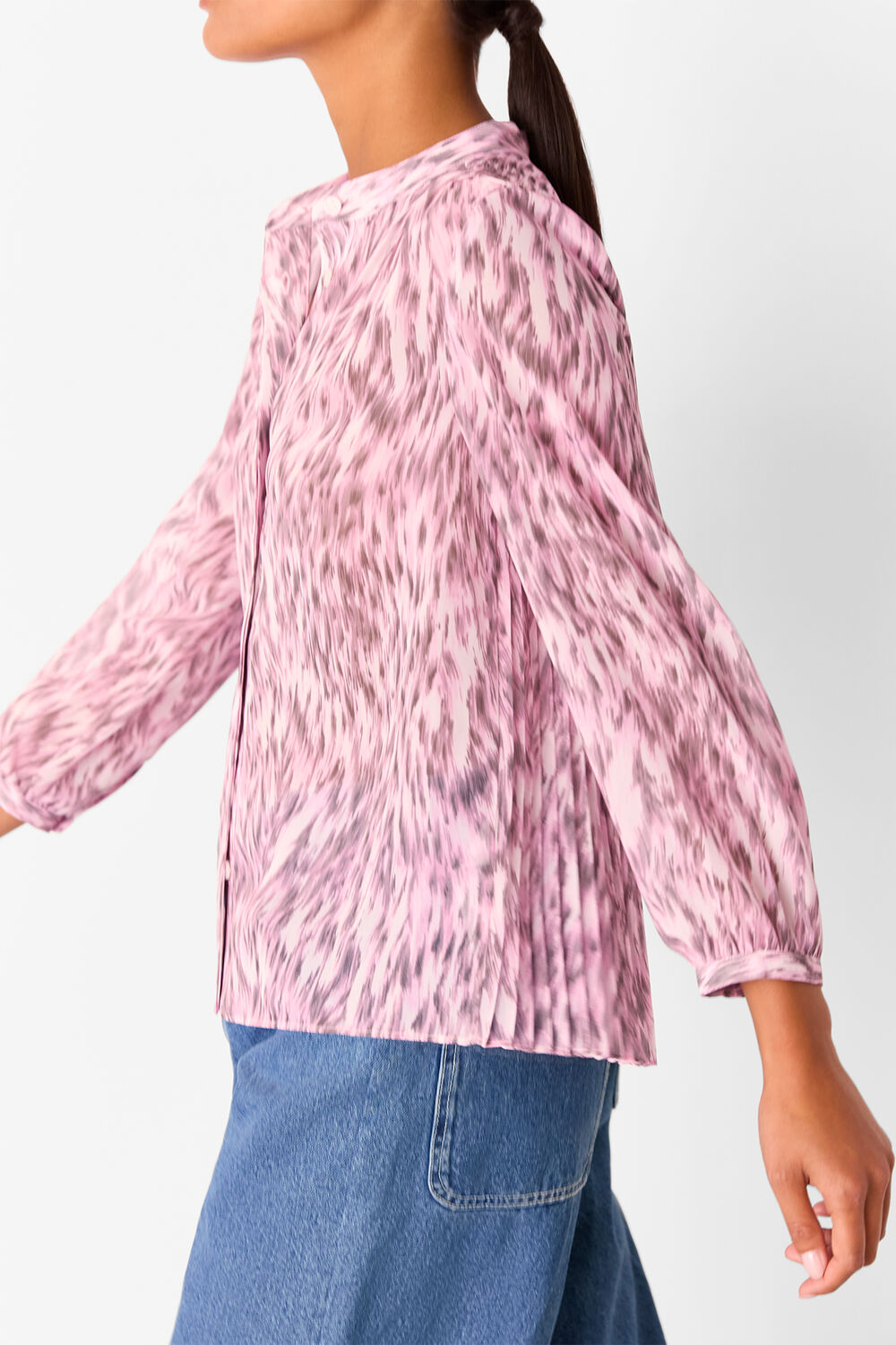 Petite Leopard Pleat Detail Shirt